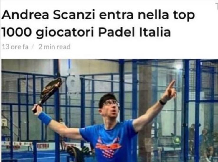 Andrea Scanzi rientra nella top 1000 dei giocatori Padel - oggi24.it credit Instagram